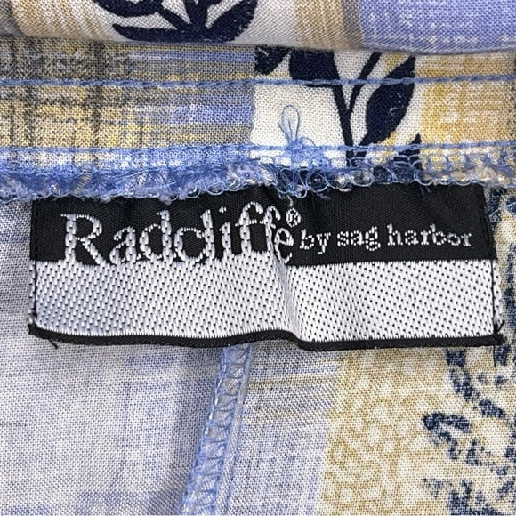 Vintage Sag Harbor Large Floral Blue Yellow Midi Skirt Elastic Waistband Retro - Picture 10 of 12